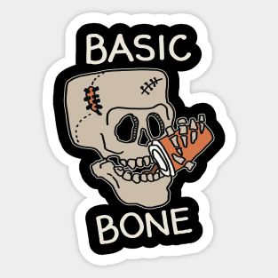 Basic Bone Simple Pleasure, Skull Skeleton Drinking Coffee, Caffeine Addicts Sticker